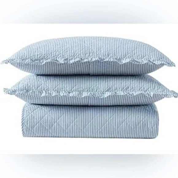 Laura Ashley Oxford Striped Quilt Set Blue
Full/Queen - Picture 4 of 6